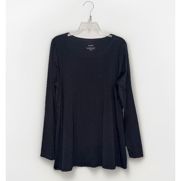 Pure J Jill Long Sleeve Stretch Cotton Tee Shirt Black Top Casual Minimalist XL - Picture 1 of 10